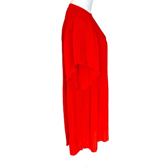 Zara‎ SZ XS red pleated chiffon flare mini dress - Picture 6 of 16